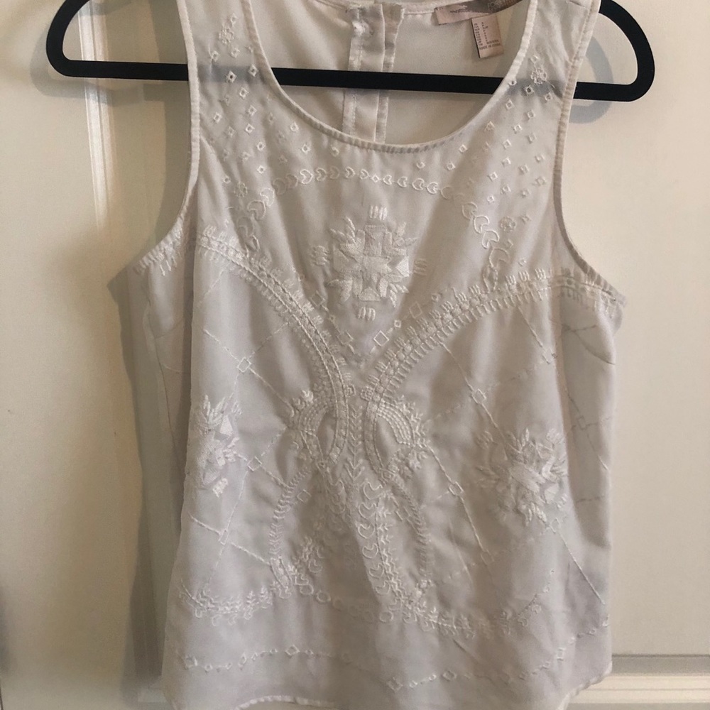 White Embroidered Tank